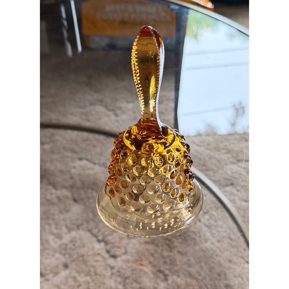 Vintage Fenton Art Glass Amber Hobnail Bell